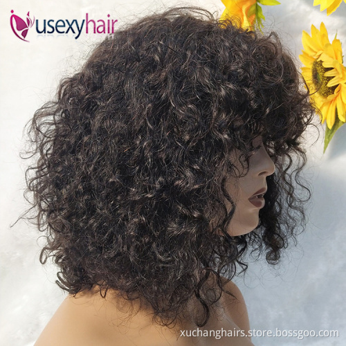 Wholesale cheap cuticle aligned virgin human hair wigs perruque pixie cut wig human hair fringe wig